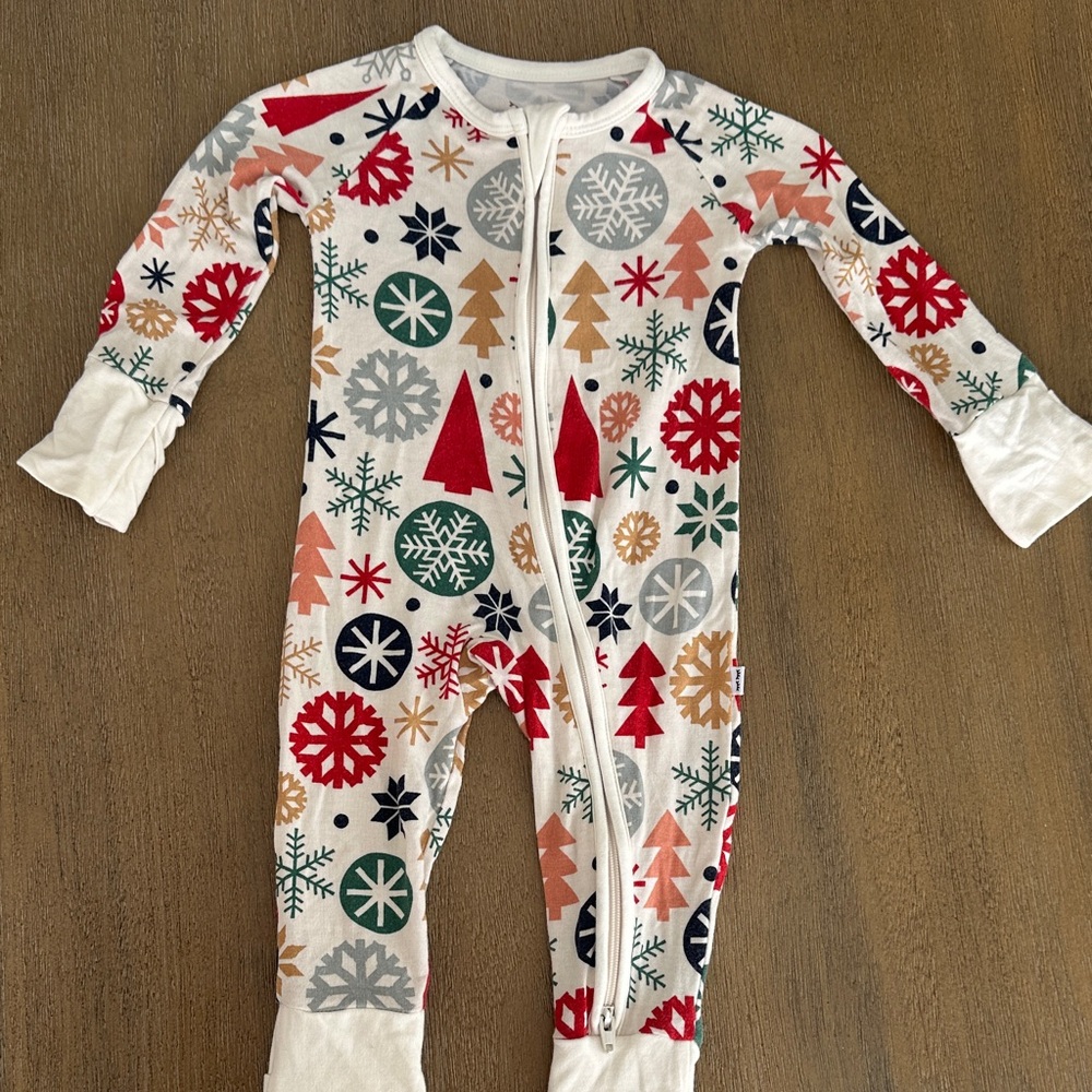 Little Sleepies Red and Green Festive Kids Footie